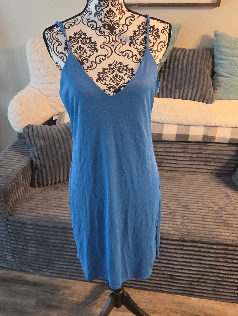Blue V-Neck Dress -